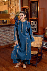 URGE-2PC DHANAK EMBROIDERED SHIRT AND EMBROIDRED SLEEVES-W.J-15030