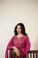 ASLING-3PC DHANAK EMBROIDERED SHIRT WITH DHANAK EMBROIDERED SHAWL AND TROUSER-W,J-4420