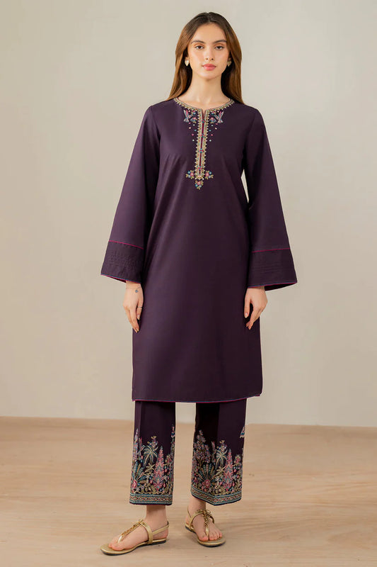 JAZMIN-2PC DHANAK EMBROIDERED SHIRT & EMBROIDERED TROUSER-W.J-1839
