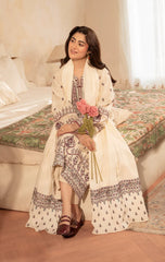 ZARA SHAHJAHAN-3PC DHANAK EMBROIDERED SHIRT WITH DHANAK EMBROIDERED SHAWL AND EMB TROUSER-W.J-5153