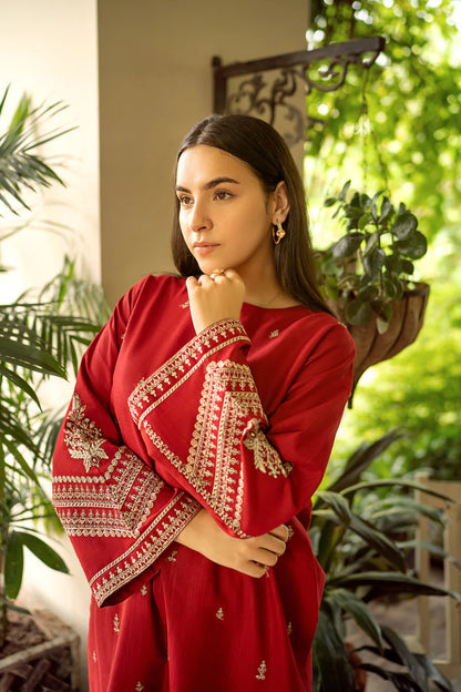 URGE-2PC DHANAK EMBROIDERED SHIRT AND EMBROIDRED TROUSER-W.J-2023