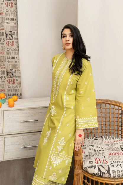 URGE- 3PC DHANAK EMBROIDERED SHIRT WITH COUTURE WOOL PRINT SHAWL AND EMB TROUSER-W.J-1180