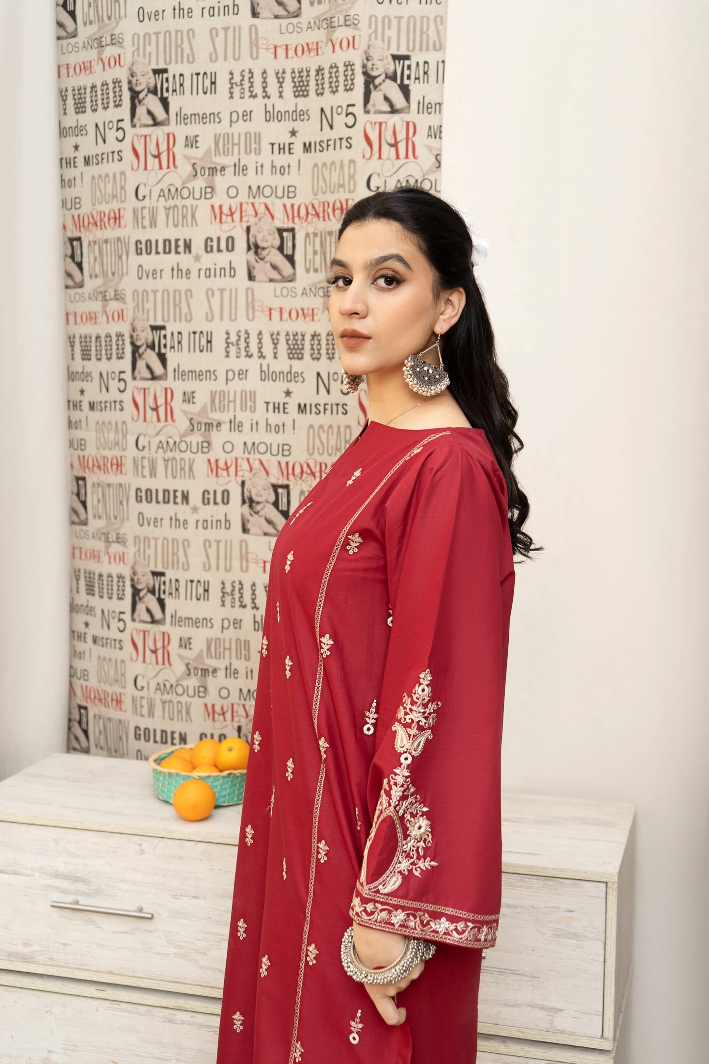 URGE - 3PC LAWN EMBROIDERED SHIRT WITH MONARK PRINTED DUPATTA AND EMB TROUSER-W.J-1494