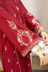 URGE - 3PC DHANAK EMBROIDERED SHIRT WITH MONARK PRINTED DUPATTA AND EMB TROUSER-W.J-1595