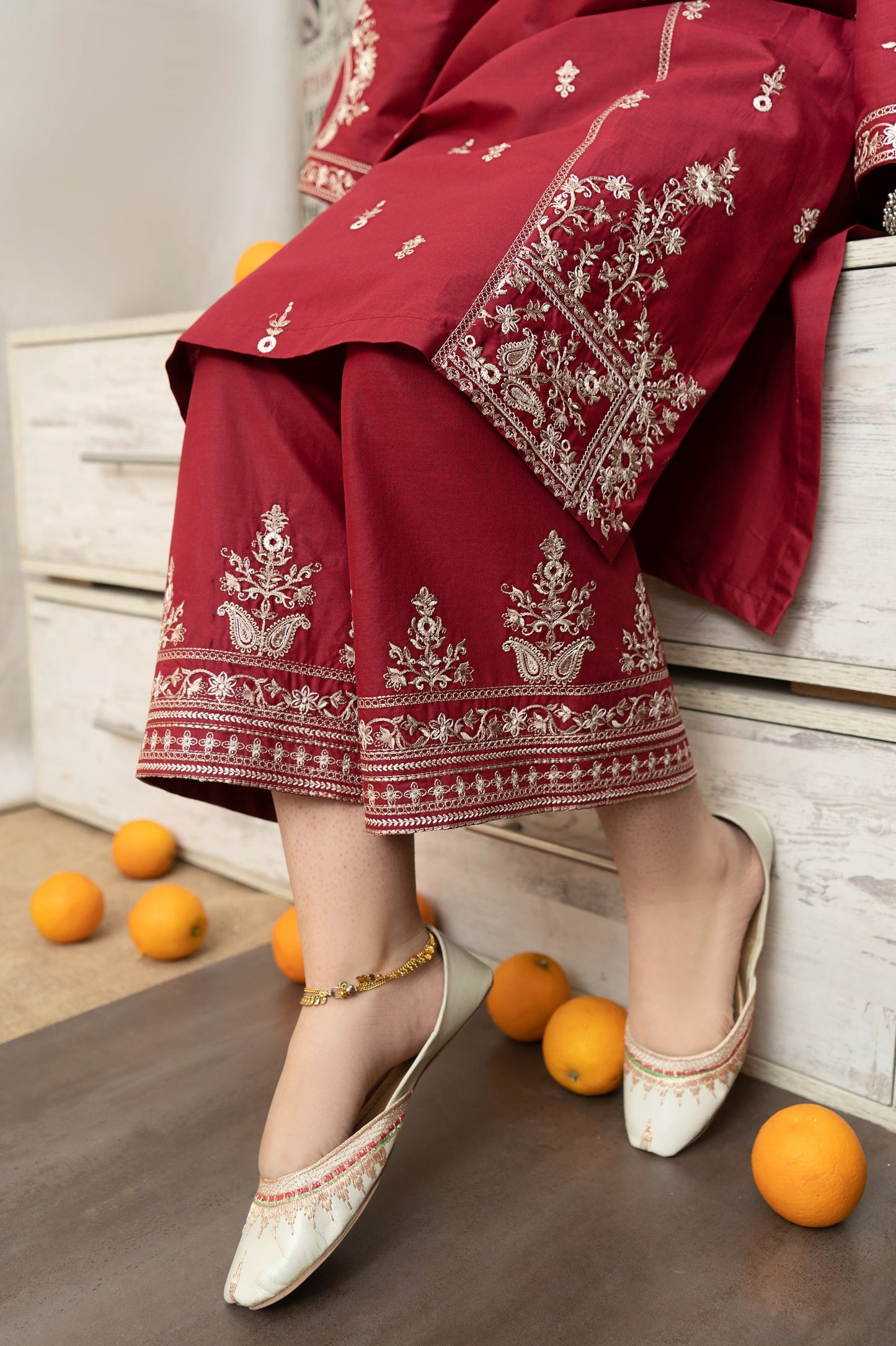 URGE - 3PC LAWN EMBROIDERED SHIRT WITH MONARK PRINTED DUPATTA AND EMB TROUSER-W.J-1494