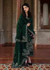 SAPPHIRE-3PC DHANAK EMBROIDERED SHIRT WITH DHANAK EMBROIDERED SHAWL AND EMB TROUSER-W.J-5044