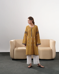 IZEL-3PC DHANAK EMBROIDERED SHIRT WITH DHANAK SHAWL AND EMB TROUSER-W.J-4335