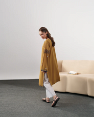 IZEL-3PC DHANAK EMBROIDERED SHIRT WITH DHANAK SHAWL AND EMB TROUSER-W.J-4335