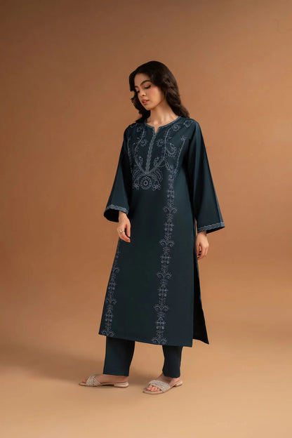 LAZULI-2PC DHANAK EMBROIDRED SHIRT WITH DHANAK TROUSER-W.J-1312