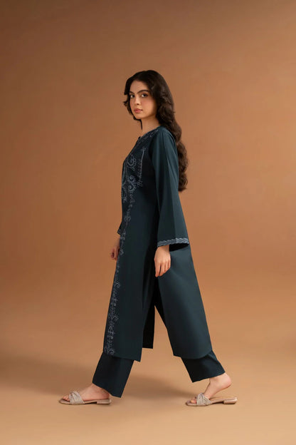 LAZULI-2PC DHANAK EMBROIDRED SHIRT WITH DHANAK TROUSER-W.J-1312