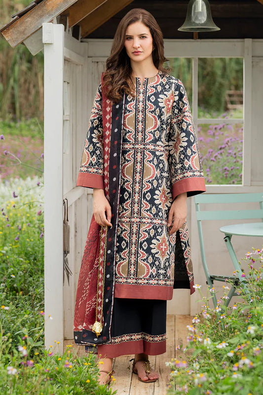 JAZMIN-3PC KHADDAR PRINTED SHIRT WITH KHADDAR PRINTED DUPATTA AND PRINTED TROUSER-W.J-1969