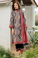 JAZMIN-3PC KHADDAR PRINTED SHIRT WITH KHADDAR PRINTED DUPATTA AND PRINTED TROUSER-W.J-2627