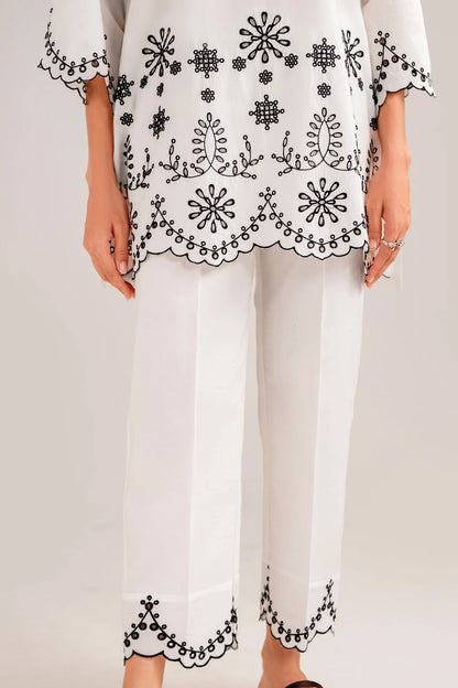 HANA-2PC DHANAK EMBROIDERED SHIRT WITH DHANAK EMBROIDERED TROUSER-W.J-1097