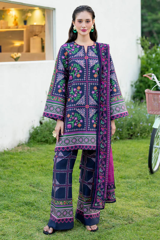 JAZMIN-3PC KHADDAR PRINTED SHIRT WITH KHADDAR PRINTED DUPATTA AND PRINTED TROUSER-W.J-1970