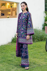 JAZMIN-3PC KHADDAR PRINTED SHIRT WITH KHADDAR PRINTED DUPATTA AND PRINTED TROUSER-W.J-2628