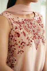KAIDA-3PC-RAW SILK HAND EMB EMBELLISHED SHIRT WITH SOFT SILK EMB DUPATTA AND RAW SILK TROUSER-W.J-5165