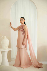 KAIDA-3PC-RAW SILK HAND EMB EMBELLISHED SHIRT WITH SOFT SILK EMB DUPATTA AND RAW SILK TROUSER-W.J-5165
