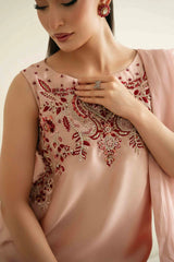 KAIDA-3PC-RAW SILK HAND EMB EMBELLISHED SHIRT WITH SOFT SILK EMB DUPATTA AND RAW SILK TROUSER-W.J-5165