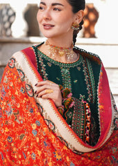 HUSSAIN REHAR-3PC DHANAK EMBROIDERED SHIRT WITH COUTRAI PRINTED SHAWL AND TROUSER-W.J-5212