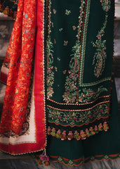 HUSSAIN REHAR-3PC DHANAK EMBROIDERED SHIRT WITH COUTRAI PRINTED SHAWL AND TROUSER-W.J-5212
