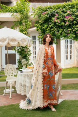ANEELAS-3PC KARANDI EMBROIDERED SHIRT WITH KARANDI EMBROIDERED SHAWL AND TROUSER-W.J-5290