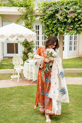 ANEELAS-3PC KARANDI EMBROIDERED SHIRT WITH KARANDI EMBROIDERED SHAWL AND TROUSER-W.J-5290