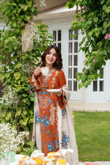 ANEELAS-3PC KARANDI EMBROIDERED SHIRT WITH KARANDI EMBROIDERED SHAWL AND TROUSER-W.J-5290