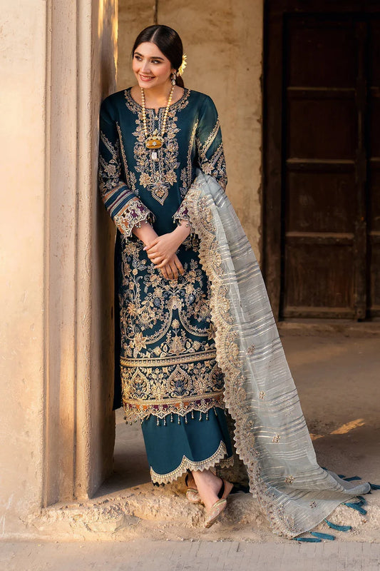 BATIK-3PC DHANAK HEAVY EMBROIDERED SHIRT WITH COTTON NET EMBROIDERED DUPATTA AND EMB TROUSER-WJ-1941