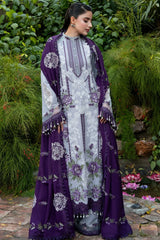 ANEELAS-3PC DHANAK EMBROIDERED SHIRT WITH DHANAK EMBROIDERED SHAWL AND TROUSER-W.J-5291