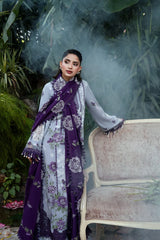ANEELAS-3PC DHANAK EMBROIDERED SHIRT WITH DHANAK EMBROIDERED SHAWL AND TROUSER-W.J-5291