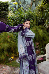 ANEELAS-3PC DHANAK EMBROIDERED SHIRT WITH DHANAK EMBROIDERED SHAWL AND TROUSER-W.J-5291