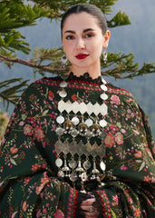 HUSSAIN REHAR-3PC DHANAK EMBROIDERED SHIRT WITH COURTRAI PRINTED SHAWL AND TROUSER-W.J-4261
