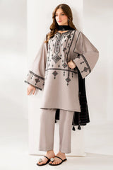 JAZMIN-3PC DHANAK EMBROIDERED SHIRT WITH CHIFFON EMB DUPATTA AND TROUSER-W.J-4192