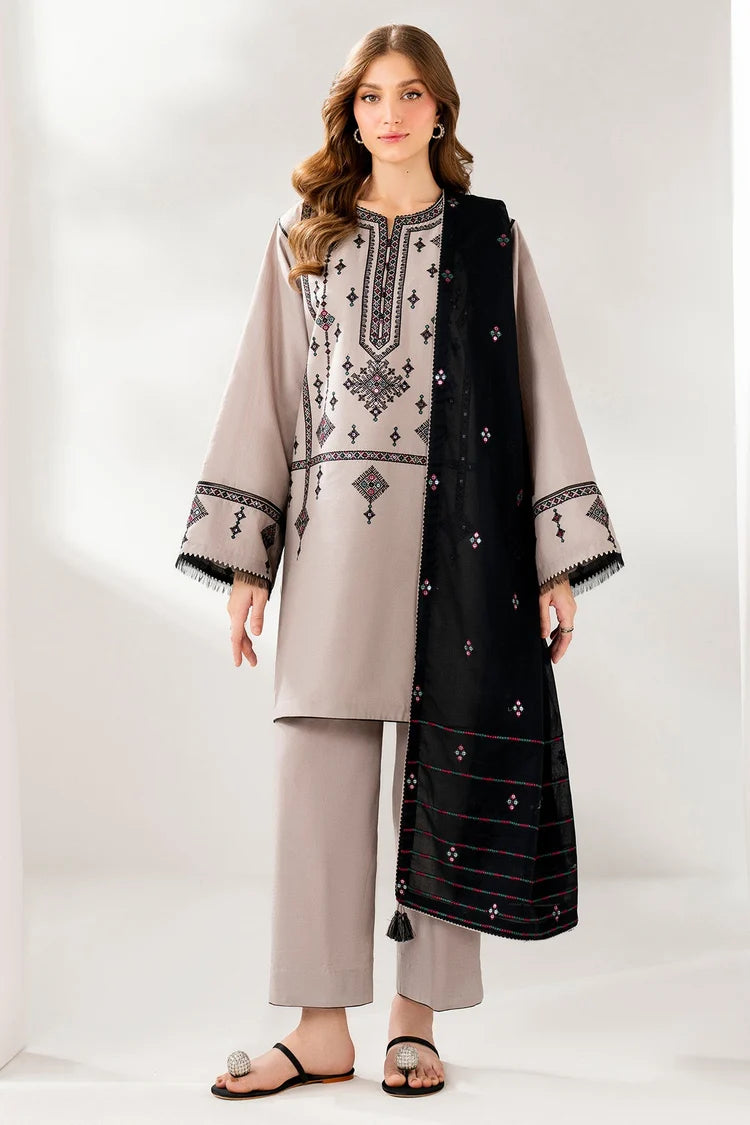 JAZMIN-3PC DHANAK EMBROIDERED SHIRT WITH CHIFFON EMB DUPATTA AND TROUSER-W.J-4192