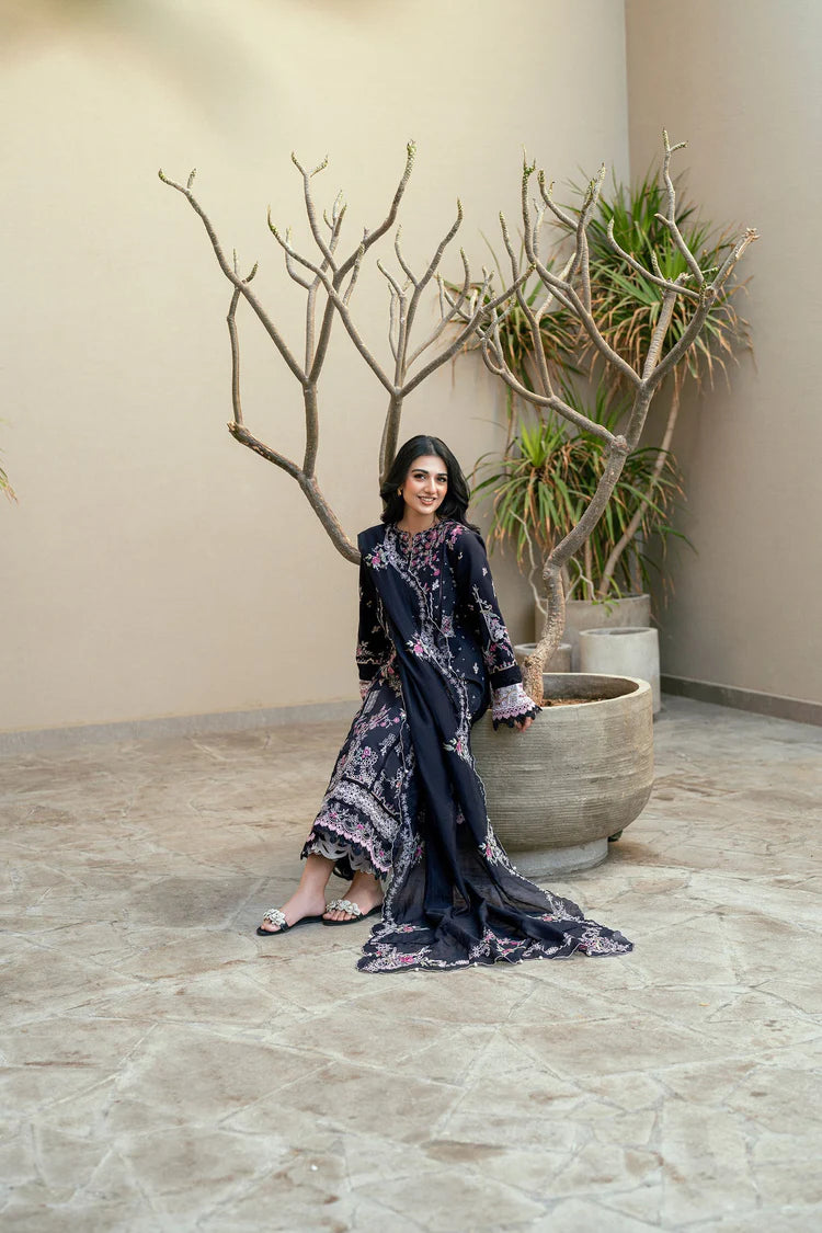 FLORENT-3PC DHANAK EMBROIDERED SHIRT WITH CHIFFON EMBROIDERED DUPATTA & TROUSER-W.J-1916
