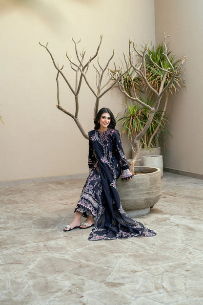 FLORENT-3PC DHANAK EMBROIDERED SHIRT WITH CHIFFON EMBROIDERED DUPATTA & TROUSER-W.J-1916