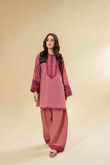 LAZULI-2PC KHADDAR EMBROIDRED SHIRT WITH KHADDAR EMB TROUSER-W.J-127