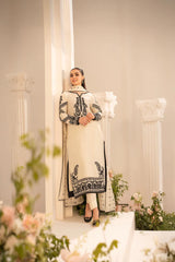 MIRANA-3PC LAWN EMBROIDERED SHIRT WITH KHADDI NET EMBROIDERED DUPATTA & TROUSER-W.J-4701