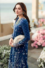 QALAMKAR-3PC DHANAK EMBROIDERED SHIRT WITH DHANAK EMBROIDERED SHAWL & TROUSER-W.J-5127