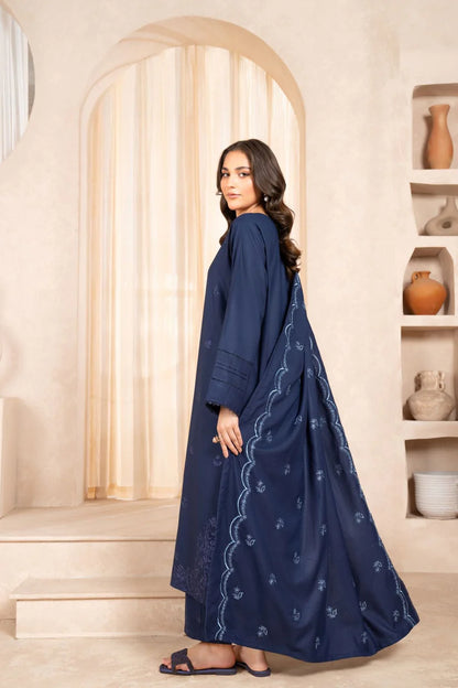 SAPPHIRE - 3PC Dhanak Embroidered Shirt With Dhanak Embroidered Shawl & Trouser-W.J-1435