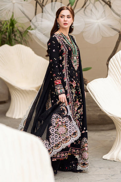 QALAMQAR-3PC DHANAK EMBROIDERED SHIRT WITH DHANAK HEAVY EMBROIDERED SHAWL-W.J-1955