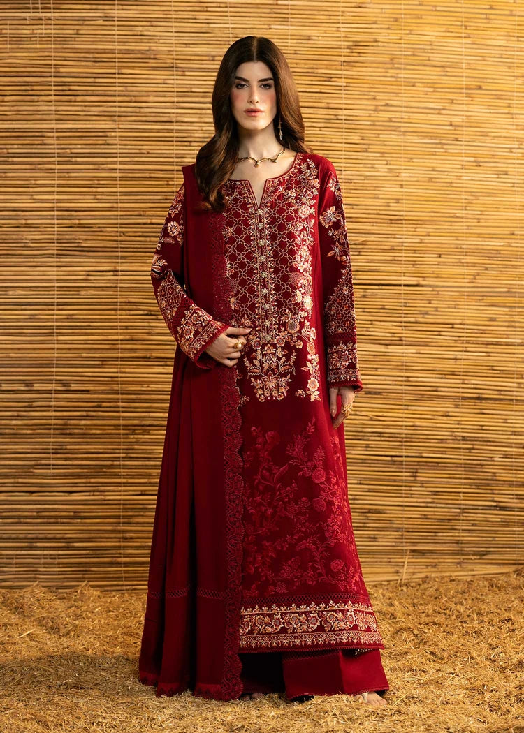 BATIK-3PC DHANAK EMBROIDERED SHIRT WITH DHANAK EMBROIDERED SHAWL AND TROUSER-W.J-5282