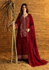 BATIK-3PC DHANAK EMBROIDERED SHIRT WITH DHANAK EMBROIDERED SHAWL AND TROUSER-W.J-5282