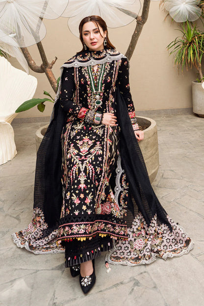 QALAMQAR-3PC DHANAK EMBROIDERED SHIRT WITH DHANAK HEAVY EMBROIDERED SHAWL-W.J-1955