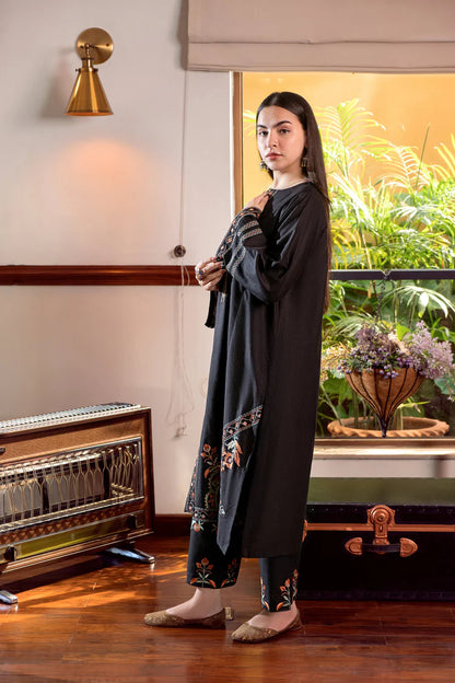 URGE-2PC DHANAK EMBROIDERED SHIRT AND EMBROIDRED TROUSER-W.J-2031