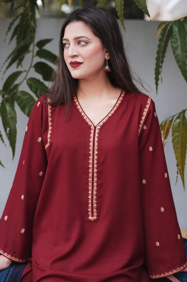 ASLING- 3PC DHANAK EMBROIDERED SHIRT DHANAK EMBROIDERED DUPATTA AND TROUSER-W.J-1203