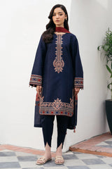JAZMIN-3PC DHANAK EMBROIDERED SHIRT WITH COURTRAI PRINTED SHAWL AND TROUSER-W.J-4301