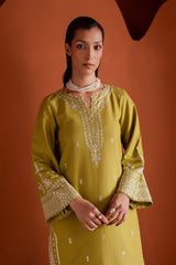 BATIK-2PIECE DHANAK EMBROIDERED SHIRT WITH DHANAK EMB TROUSER-WJ-15003