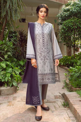 JAZMIN -3PC DHANAK EMBROIDERED SHIRT WITH MONARK EMBROIDERD DUPATTA & TROUSER-W.J-1134