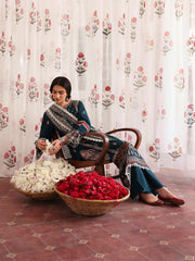 MAHNUR-3PC LAWN LASERWORK EMBROIDERED SHIRT WITH KHAADI NET EMBROIDERED DUPATTA AND TROUSER-W.J-4689